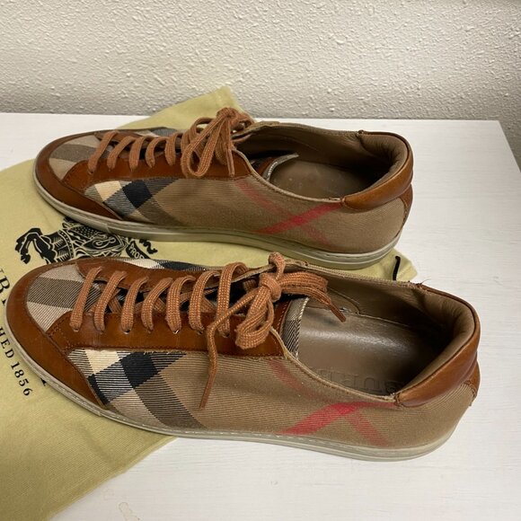 Burberry Brown and Beige Checkered Sneakers - Picture 4 of 5